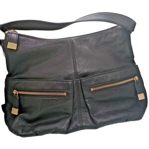 Michael Michael Kors Black Pebbled Leather Hobo Shoulder Bag – Dual Front Zip